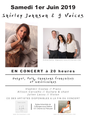 Concert Shirley Johnson & 3 Voices 7 avril 2018
