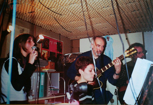 A young Clarisse rehearsing with family and friends